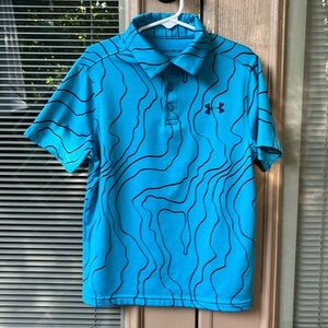 Youth boys XS (5/6) Under Armour blue squiggle design Playoff Polo